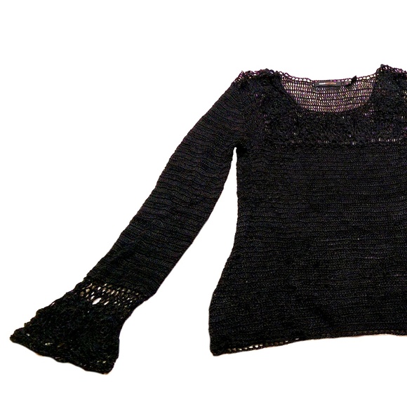 BCBGMAXAZRIA Crochet Mesh Scoop Neck Top Size LG - Picture 3 of 5